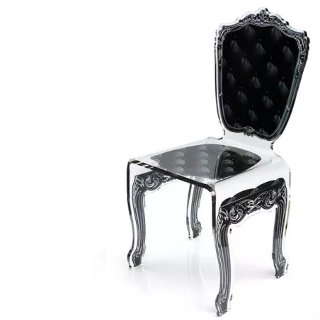 Silla transparente Capiton by Acrila Color Negro