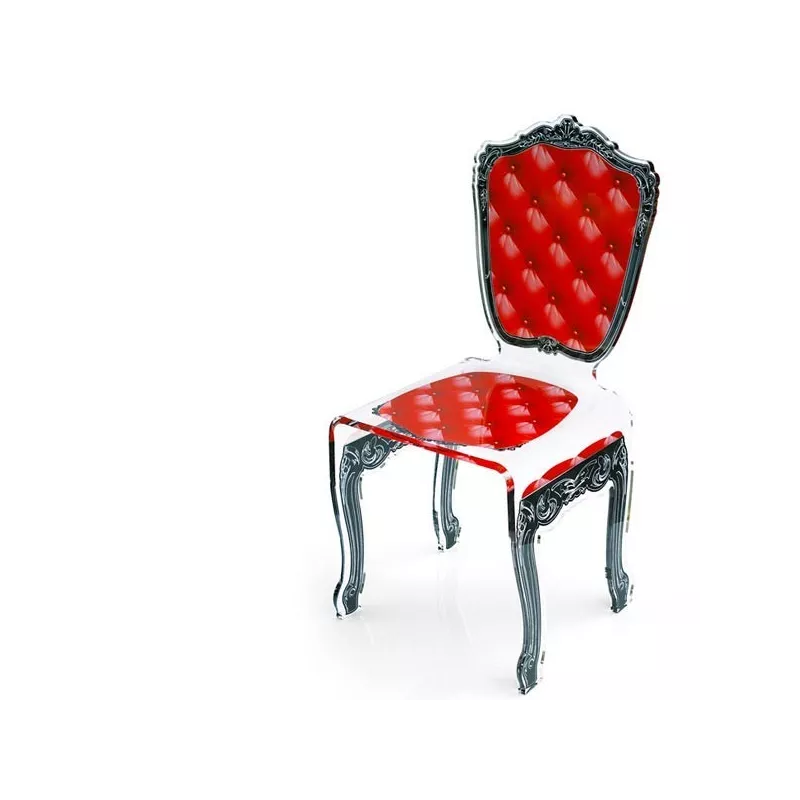 Silla transparente Capiton by Acrila Color Rojo