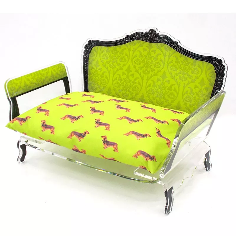 Cesta para mascotas personalizable Color Verde Diseño Barroco