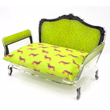 Cesta para mascotas personalizable Color Verde Diseño Barroco