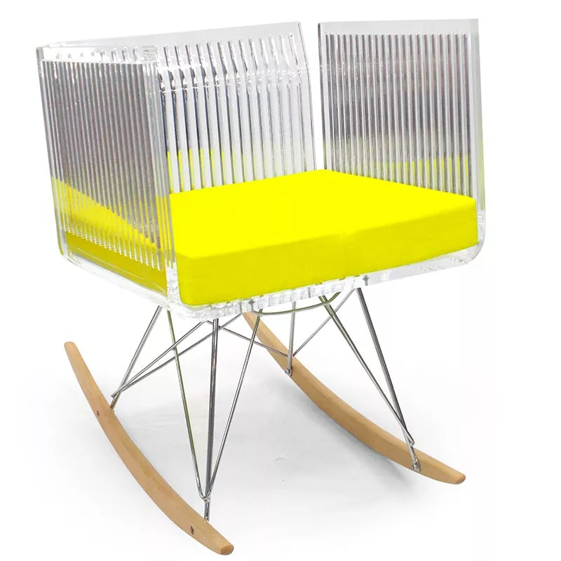 Sillón transparente Cali by acrila, modelo bar Color Amarillo