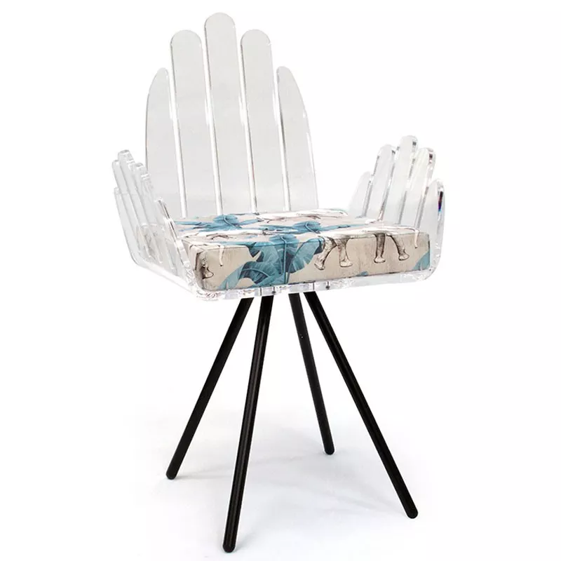 Silla Cali con cojín de tela Jouy Color Azul