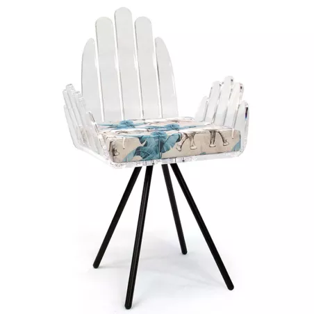 Silla Cali con cojín de tela Jouy Color Azul