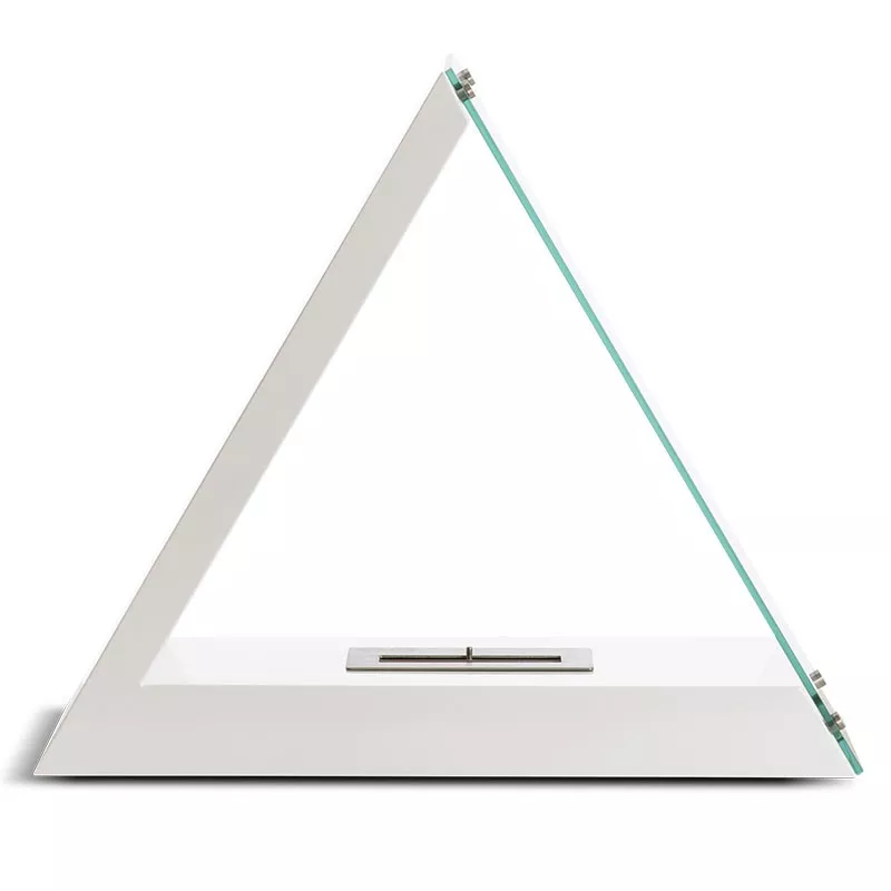 Chimenea de bioetanol triangular Kheops, 80x68x30cm Color Blanco