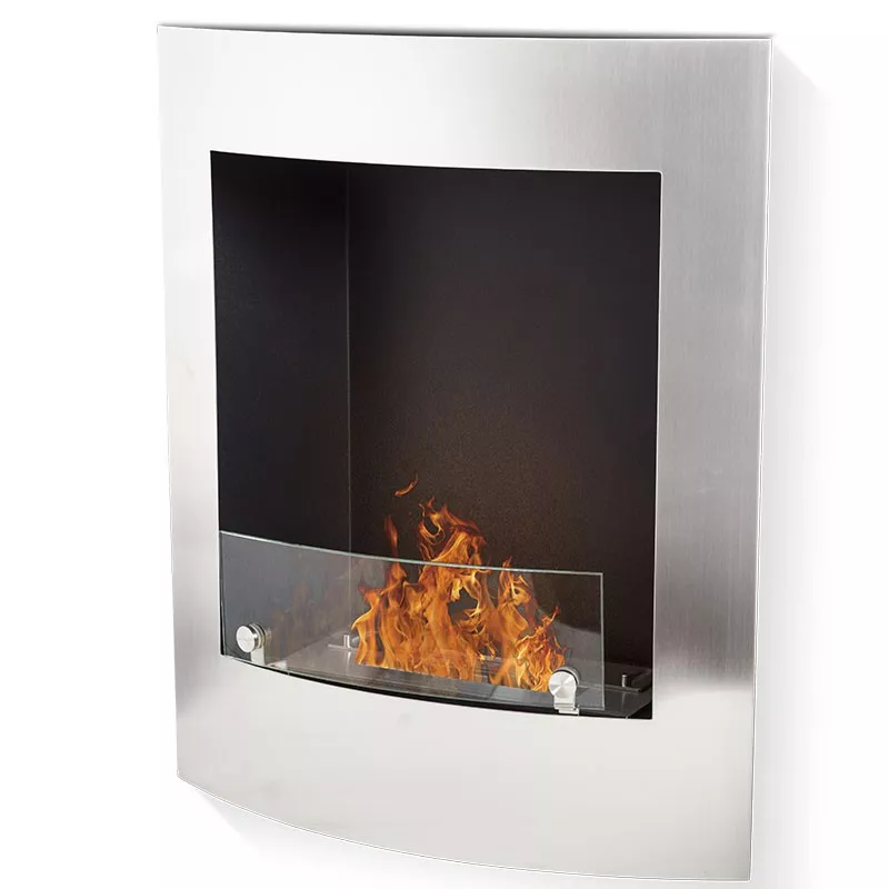 Chimenea mural de etanol Paris 60x50x22cm Color Acero inoxidable cepillado