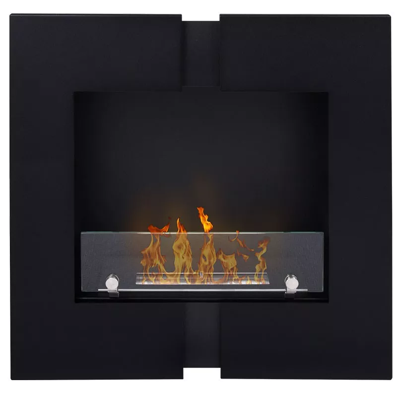Duo Chimenea bioetanol de pared, 60 x 60 x 20cm Color Negro