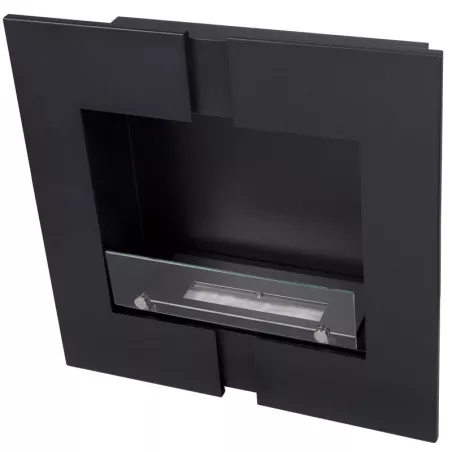 Duo Chimenea bioetanol de pared, 60 x 60 x 20cm Color Negro