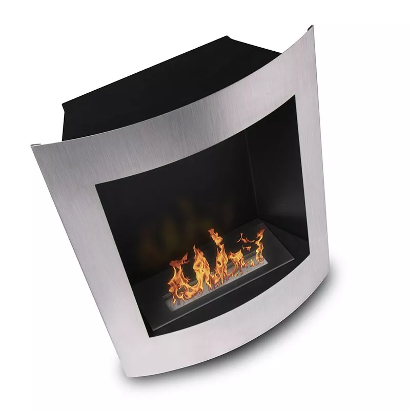 Chimenea mural de etanol Paris 60x50x22cm Color Acero inoxidable cepillado