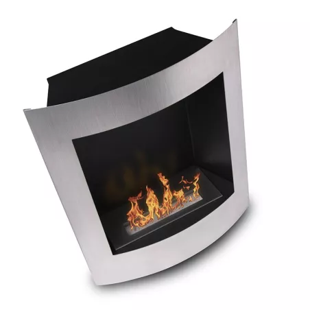 Chimenea mural de etanol Paris 60x50x22cm Color Acero inoxidable cepillado