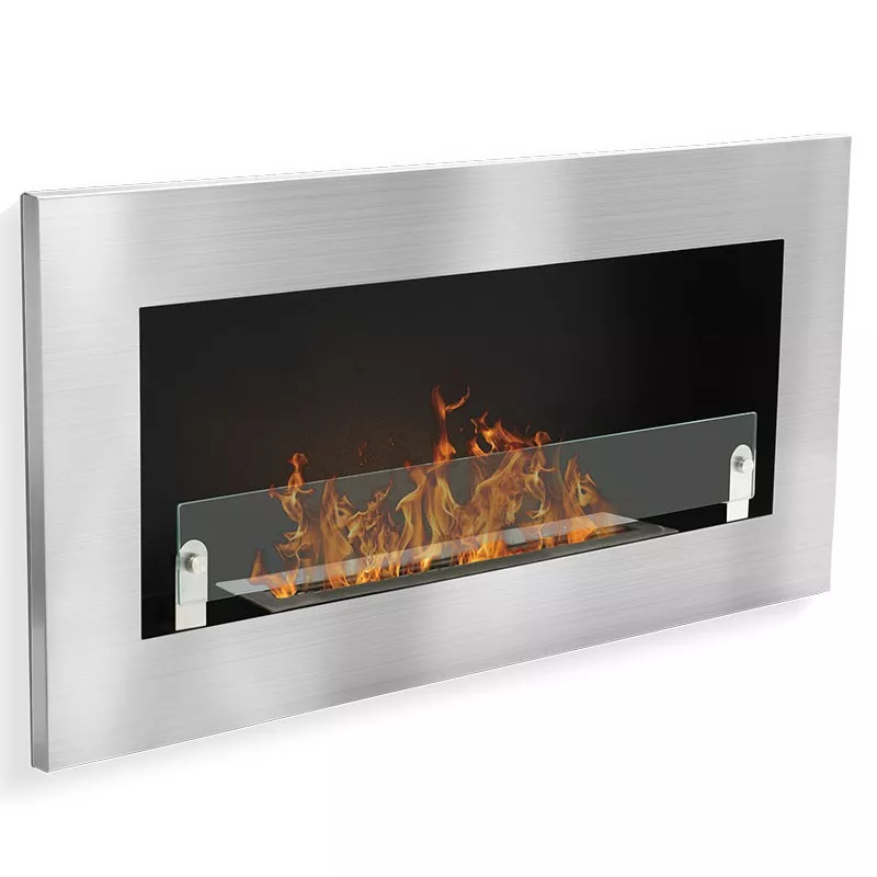 Novochimenea de etanol de dos quemadores Color Acero inoxidable cepillado