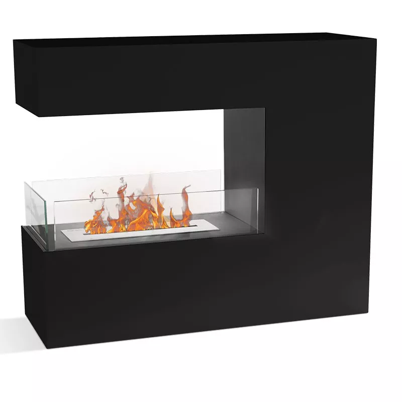 RomaneGran chimenea de etanol , 100 x 90 x 35 cm Color Negro Quemador 4L/5kW