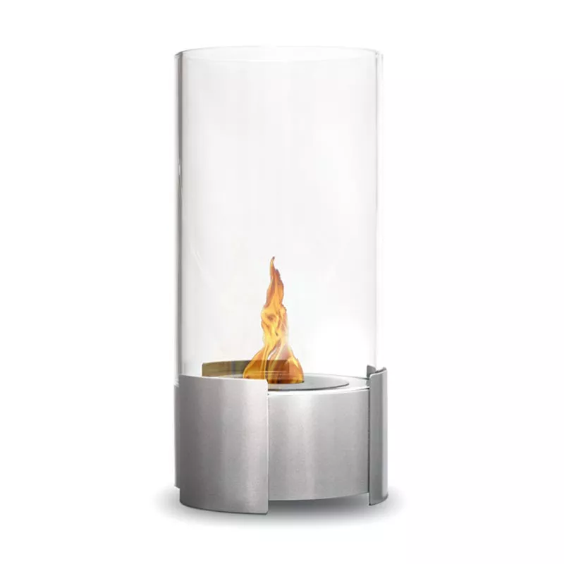 Chimenea de etanol redonda de cristal Twister Color Acero inoxidable cepillado