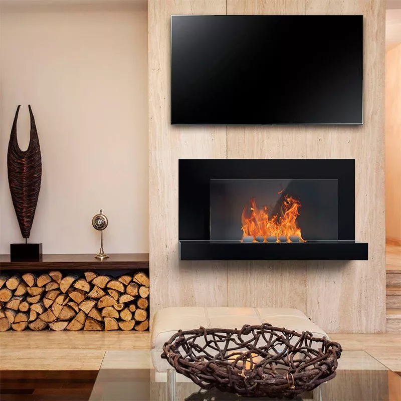 Chimenea de etanol portátil Oslo, 90x50x25cm Color Negro