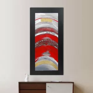 Pintura roja abstracta y metal, 120 x 60x 4 cm