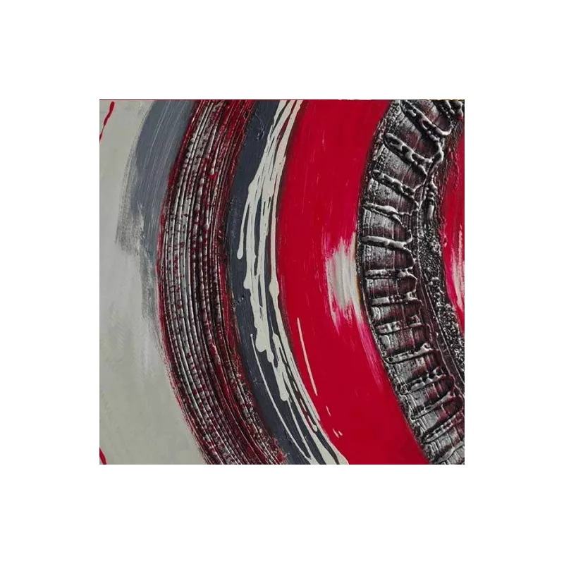 Pintura roja abstracta y metal, 120 x 60x 4 cm