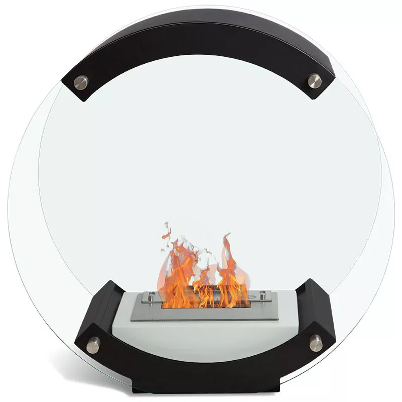 Chimenea de etanol de pie, redonda, negra Color Negro
