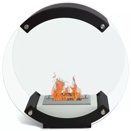 Chimenea de etanol de pie, redonda, negra Color Negro