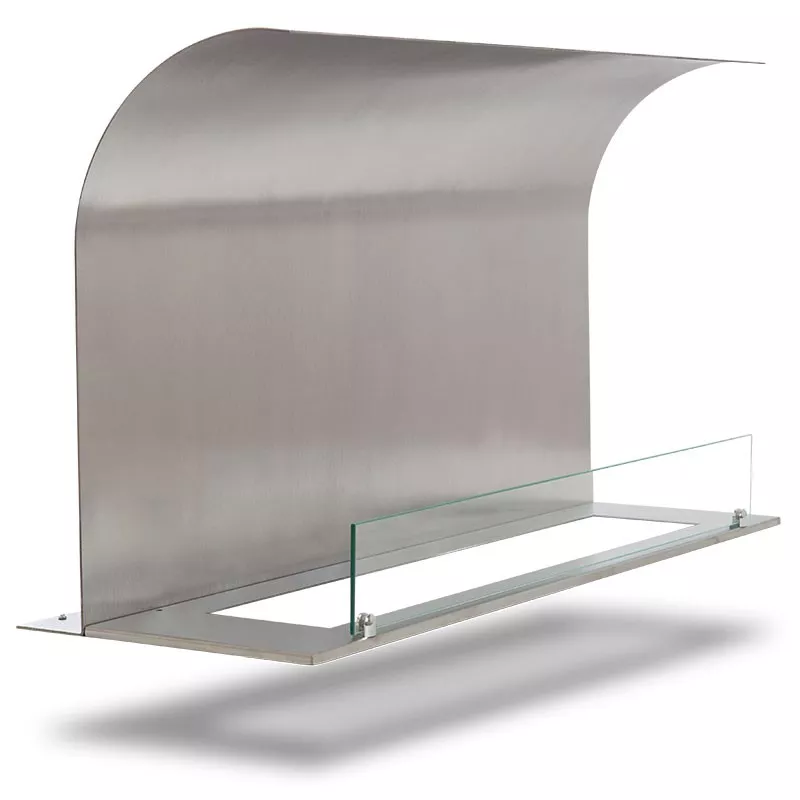 Placas protectoras para quemadores de bioetanol Anchura de la placa curva Placas de 100 cm para quemador de 80 cm