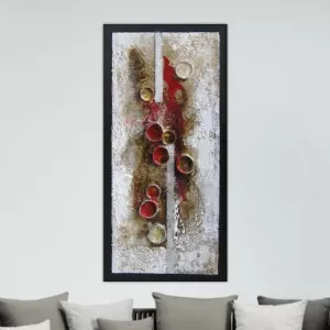 Pintura abstracta, collage de cilindros, 120 x 60 cm