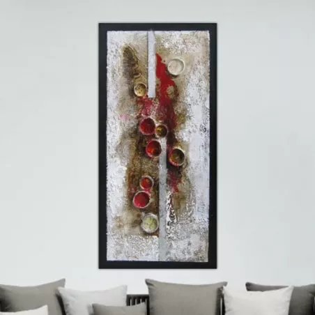 Pintura abstracta, collage de cilindros, 120 x 60 cm