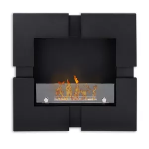 chimenea de etanol de pared, negra Quattro