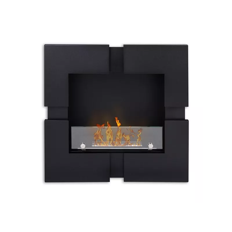 chimenea de etanol de pared, negra Quattro