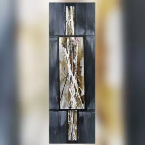 Composición abstracta en gris ratón y metal, 40 x 120cm