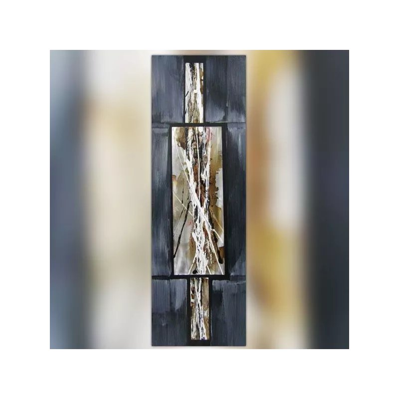 Composición abstracta en gris ratón y metal, 40 x 120cm