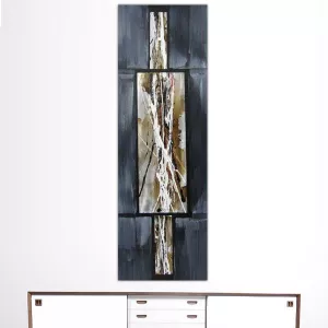 Composición abstracta en gris ratón y metal, 40 x 120cm