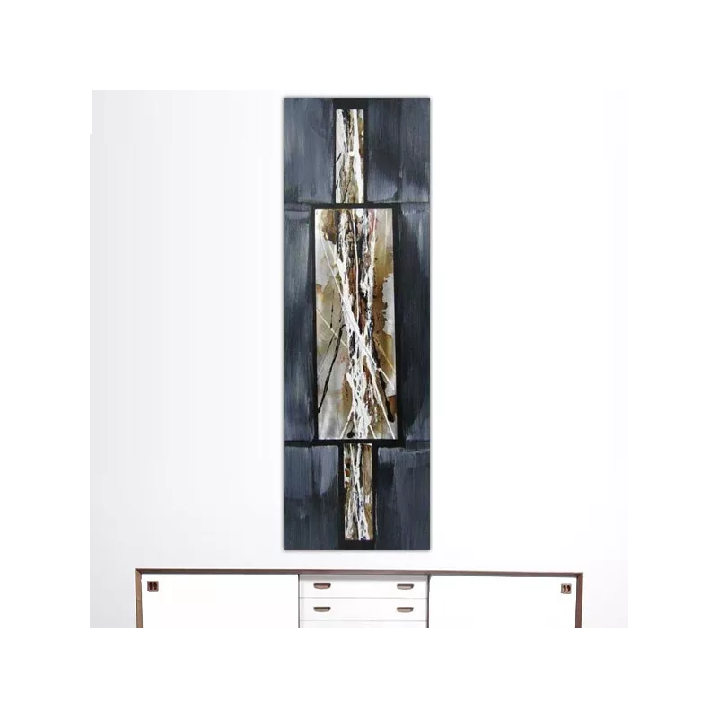 Composición abstracta en gris ratón y metal, 40 x 120cm