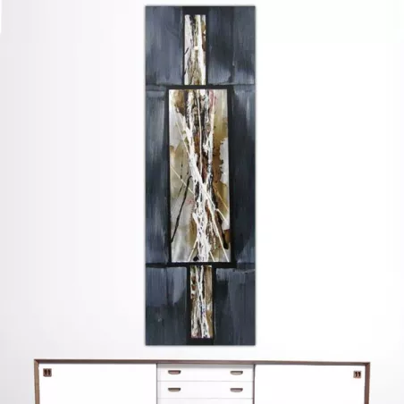 Composición abstracta en gris ratón y metal, 40 x 120cm