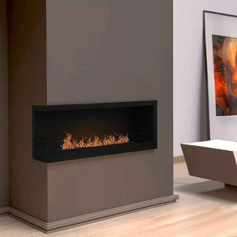 Murcie Chimenea de bioetanol empotrada XL Color Negro Apertura Abrir a la izquierda