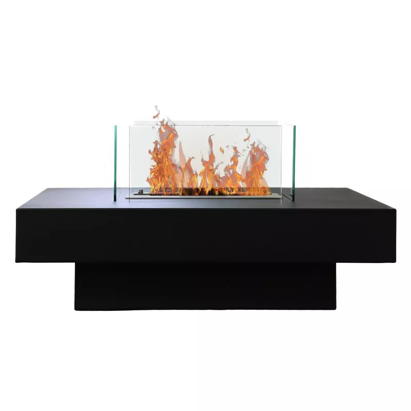 Mesa de centro con quemador de bioetanol en el centro Color Negro