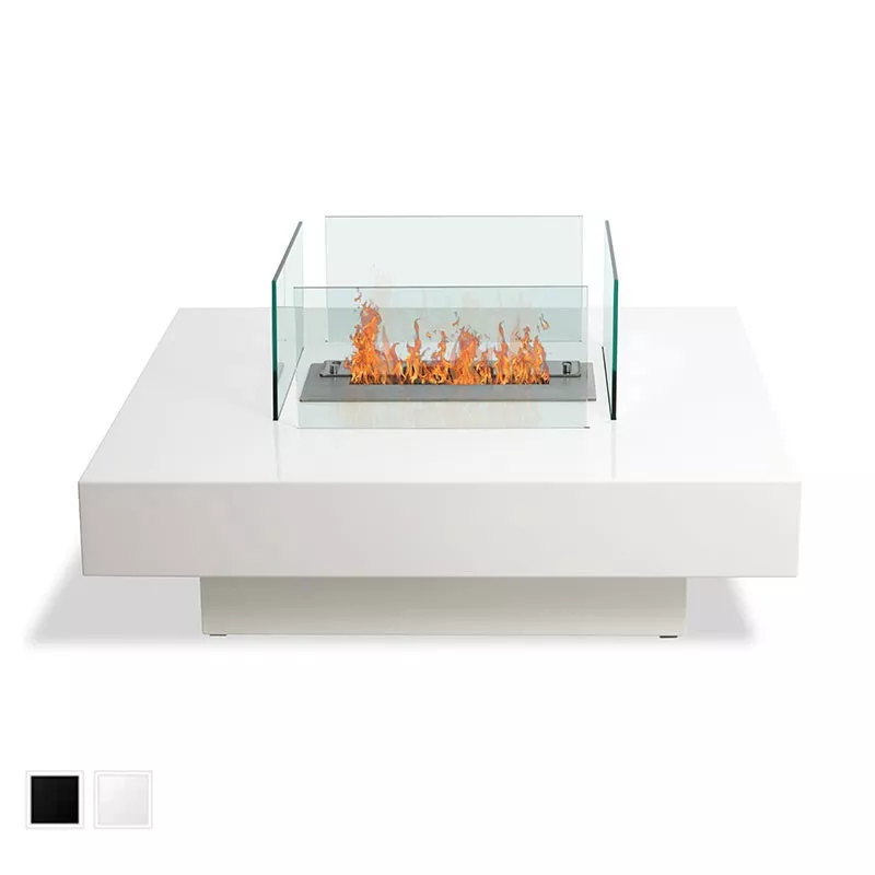 Mesa de centro con quemador de bioetanol en el centro Color Blanco