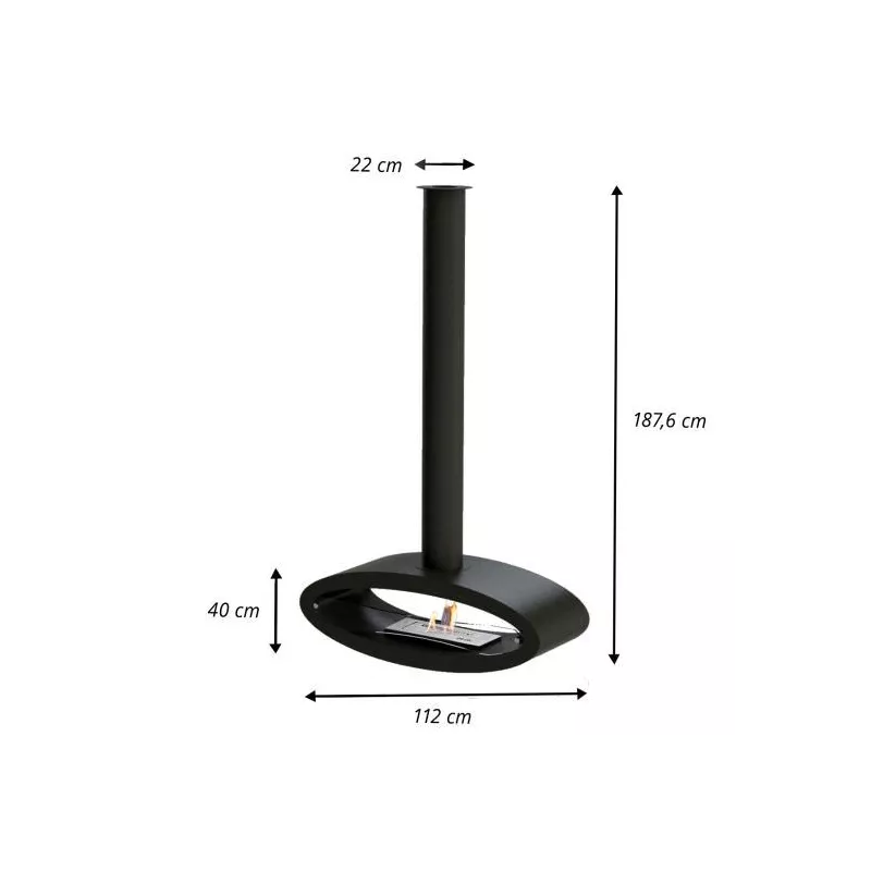 Chimenea de etanol suspendida Modica Color Negro