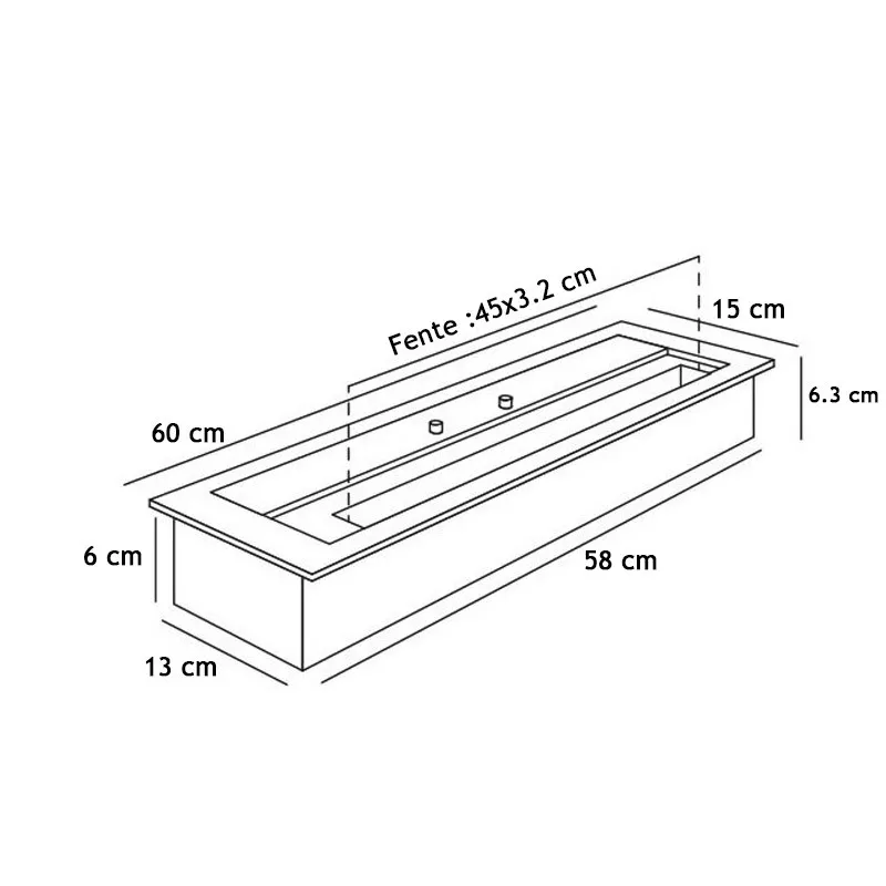Quemador de etanol de 60 cm y 6 kW,