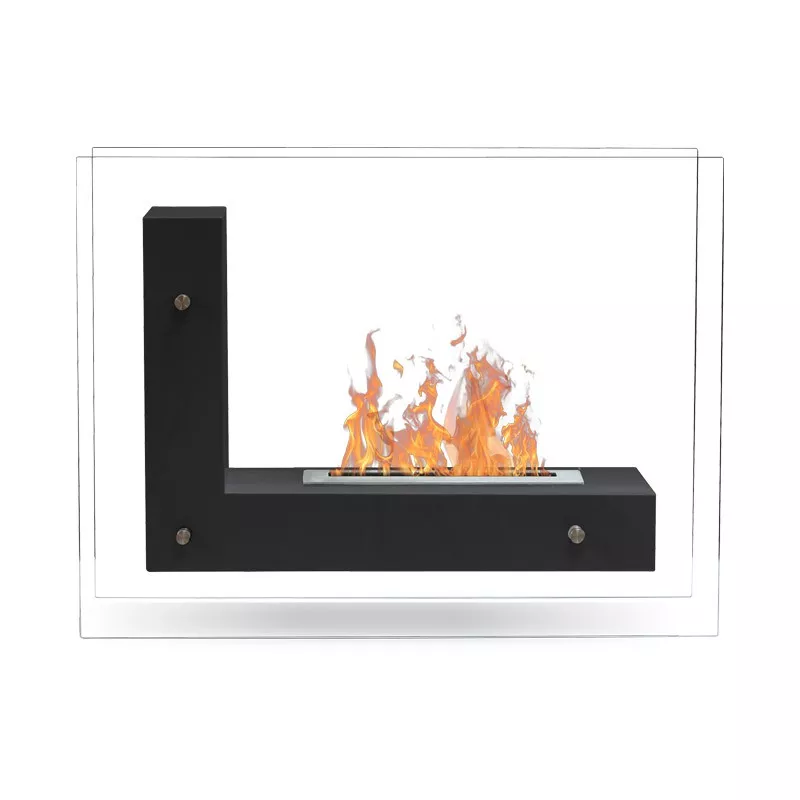 LunaChimenea de etanol , chimenea de pie 3kW Color Negro Quemador 2.4L / 4,5kW