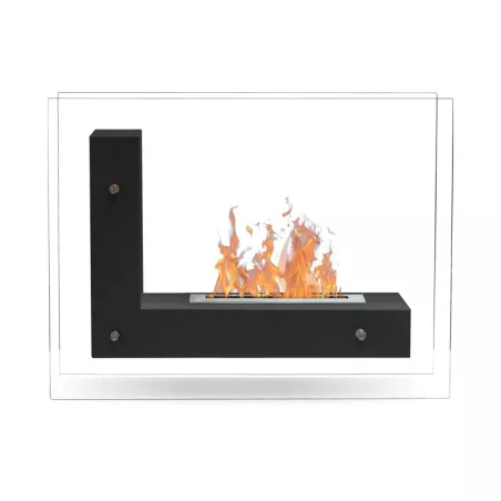 LunaChimenea de etanol , chimenea de pie 3kW Color Negro Quemador 2.4L / 4,5kW