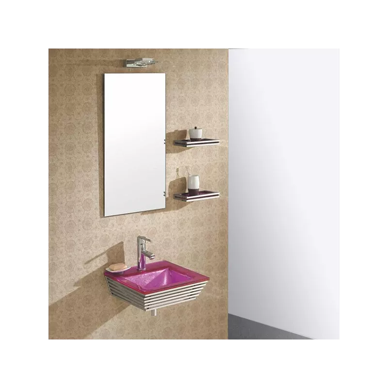 Conjunto de baño Bubble y lavabo de cristal rosa Color Rosa