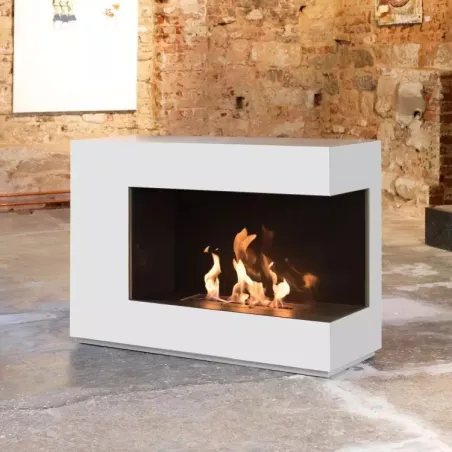 XXL Chimenea de etanol blanca Color Blanco brillante