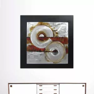 Pintura roja industrial abstracta, 80 x 80 cm