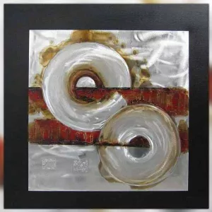 Pintura roja industrial abstracta, 80 x 80 cm