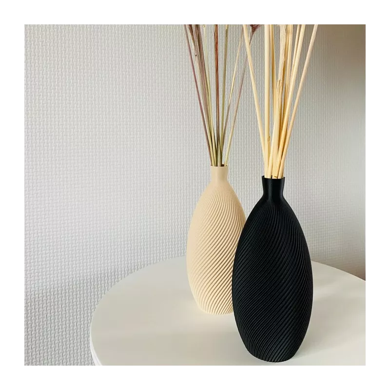 Jarrón de diseño con forma de almendra Color Negro Tamaño 20 cm