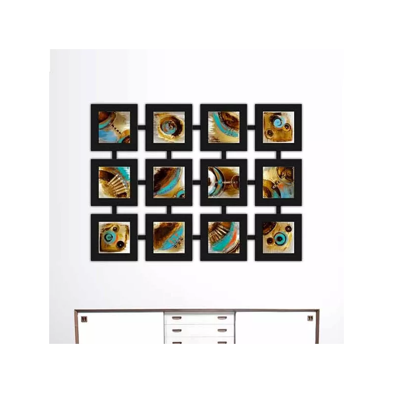 Pintura contemporánea, 12 cuadros unidos, 135x100 cm