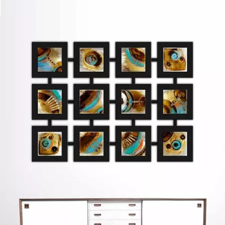 Pintura contemporánea, 12 cuadros unidos, 135x100 cm