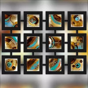 Pintura contemporánea, 12 cuadros unidos, 135x100 cm