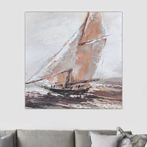 Cuadro barco, lienzo marino, 80 x 80 cm