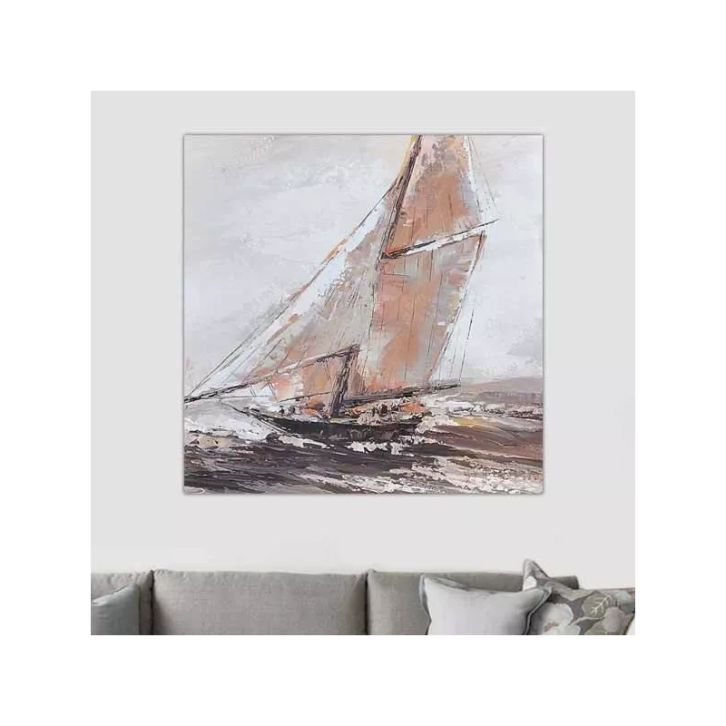 Cuadro barco, lienzo marino, 80 x 80 cm