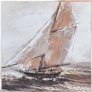 Cuadro barco, lienzo marino, 80 x 80 cm