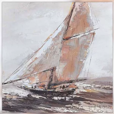 Cuadro barco, lienzo marino, 80 x 80 cm